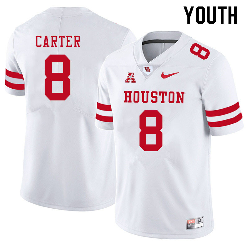 Youth #8 KeSean Carter Houston Cougars College Football Jerseys Sale-White - Click Image to Close